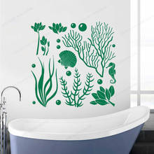 Adesivo de vinil decorhj1230, decalque de alga marinha do mar e oceano, decoração da casa e banheiro 2024 - compre barato