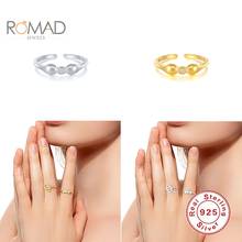 ROMAD 925 Sterling Silver Rings For Women Couples Minimalist Geometric Zircon Glossy Open Ring Rings Jewelry Gifts Anillos 2024 - buy cheap