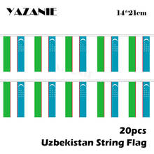 Yazanie-bandeira feminina usbequistão, 14*21cm, 20 pçs, bandeira pendurada em poliéster, áreas internas e externas, pequena corda 2024 - compre barato