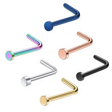 Wholesales Drop Small Shape L Flat Top Nose Rings Stainless Steel Nose Piercing Studs Jewelry Invisible Nose Ring For Women 2024 - buy cheap