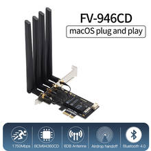 Adaptador wifi, banda dupla pcie, 1750mbps, bluetooth 4.0, sem fio, para desktop, macos hackintosh 2024 - compre barato