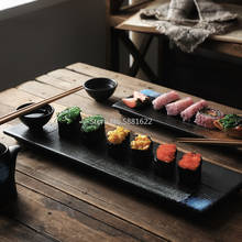Plato de cerámica Rectangular de estilo japonés para Sushi, plato plano, Retro, plato de cena para restaurante, vajilla 2024 - compra barato