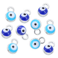 Cuentas espaciadoras redondas azules de 4mm de esmalte, cuentas colgantes de ojo malvado, rayas de metal usadas para pulsera, collar y joyería, 30 Uds. 2024 - compra barato