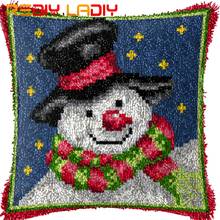 Latch Hook Kit Make Your Own Cushion Snowman Night Pre-Printed Canvas Crochet Pillow Case Latch Hook Cushion Cover Hobby & Craft 2024 - buy cheap