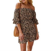 Vestido tomara que caia estampa de leopardo, vestido curto sexy feminino casual de verão na praia 2024 - compre barato