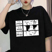 Camiseta de manga curta para mulheres de harajuku anime preto streetwear camiseta gráfico de manga curta 2024 - compre barato
