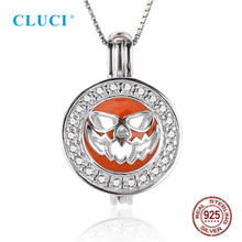 CLUCI 3pcs 925 Sterling Silver Charms Pendant CZ Round Pearl Cage Locket Pendant for Necklace For Women Halloween Gift SC378SB 2024 - buy cheap