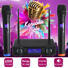 UHF Wireless Microphone System Dynamic 2 Channel 2 Handheld Karaoke Cardioid Microphone Professional 2024 - buy cheap