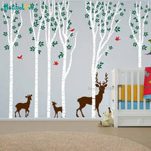 6 Birch Trees Forest Decal Baby Deer Slender Tree Living Room Decor Branches Nursery Sticker Removable Vinyl Wall Stickers BB063 2024 - buy cheap