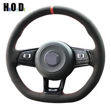 DIY Black Suede Leather Car Steering Wheel Cover for VW Polo GTI Scirocco 2015 2016 Volkswagen Golf 7 GTI Golf R MK7 2024 - buy cheap