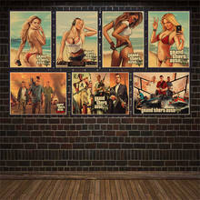 Grand Theft Auto Game Kraft Paper Poster Printed Wall Pictures for Living Room Vintage Decorative Wall Stickers 2024 - buy cheap
