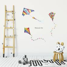 Colorido kites adesivos de parede sala estar quarto cozinha decoração para decoração mural arte decalques removível sala meninos meninas adesivo 2024 - compre barato