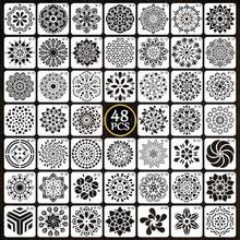 OOTDTY-plantillas de Mandala DIY, plantilla de dibujo, pintura, álbum de recortes, tarjeta de papel, álbum de relieve, artesanía decorativa, 24/48 Uds. 2024 - compra barato