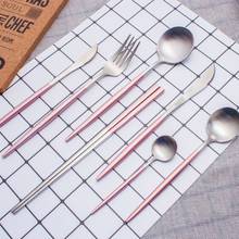 Pink Silver Cutlery Set Christmas Dinnerware Teaspoons Forks Spoons Knives 304 Stainless Steel Silverware Tableware Dinner Set 2024 - buy cheap