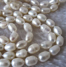 9mm white oval rice baroque Pearl 80cm 200cm 30'' 78'' necklace natural Freshwater PEARL Women Jewelry 35cm 43cm 15'' 17'' 2024 - buy cheap