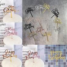 Acrylic Happy Birthday Cake Topper Baby Gold Birthday Cupcake Toppers Flags for Kids Birthday Party Cake Decorations Baby Shower 2024 - buy cheap