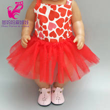 Ropa para muñeca de 43cm, vestido rojo, corazón para muñeca de 18 ", vestido de encaje, Juguetes 2024 - compra barato