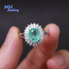 MH Created Paraiba Tourmaline gemstone adjustable small Ring real 925 Sterling Silver Women Fine Jewelry Wedding engagement Gift 2024 - buy cheap