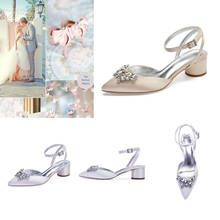 Sapatos de casamento femininos com tira do tornozelo, elegante, quadrado, aberto 2024 - compre barato