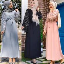 Элегантные мусульманские Абаи Ленточки Вечернее платье кардиган-кимоно Vestidos с длинными халаты Jubah Ближнего Востока Рамазан Исламская, молитвенная 2024 - купить недорого