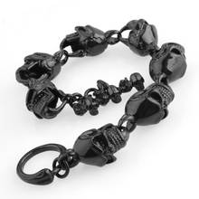 Punk Skull Bracelets Men Stainless Steel Polished Black Skull Charm Link Chain Bracelets Mens Gothic Jewelry 2024 - buy cheap