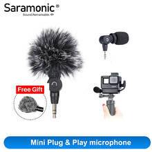 Microfone condensador saramônico para câmera, plug & play mini trs, filmadora, mixer de áudio, gravador prático, bolso osmo 2024 - compre barato