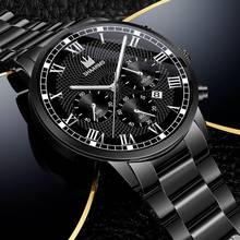 Relógio com calendário de aço inoxidável masculino, relógio de pulso ponteiro e digital para homens, estilo militar, casual, de quartzo, novo, 2021 2024 - compre barato
