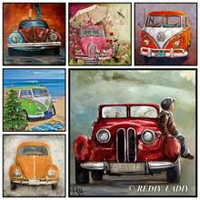 DIY Diamond Painting Cross Stitch Retro Red Car Diamond Embroidery Picture of Rhinestones Art Full Square/Round Diamond Mosaic 2024 - buy cheap