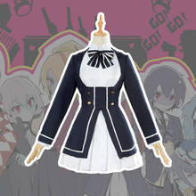 Fantasia cosplay feminina fantasia casaco + vestido + gravata borboleta + meias, de alta qualidade, anime zombies land saga minamoto sakura jk 2024 - compre barato