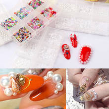 Caja de diamantes de imitación para uñas, varios tamaños, perlas blancas/Beige, gemas 3d para decoración de uñas, 6 cuadrículas/1 caja 2024 - compra barato