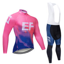 Ef 2019 primavera/outono rosa camisa de ciclismo bib conjunto manga longa dos homens mtb bicicleta roupas terno roupas ao ar livre 2024 - compre barato