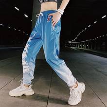 Calça cargo feminina folgada com letras de cintura alta, calça esportiva plus size para mulheres, estilo hip hop e casual 2024 - compre barato