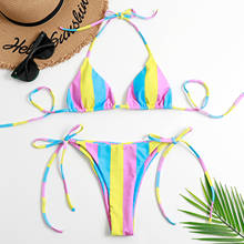 TELOTUNY Women's swimsuits Women sexy Leaves Print Bandage Bikini Set Push-Up Padded Brazilian Swimwear Beach Two-piece Swimsuit 2024 - buy cheap