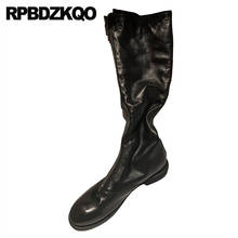 Front Zipper Shoes Plus Size Knee High Black Vintage Tall Chunky 10 Big Crossdresser Brand Women Winter Boots Genuine Leather 2024 - buy cheap