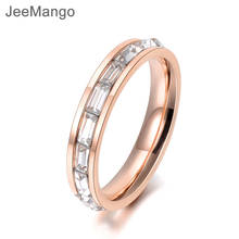 Stainless Steel Jewelry AAA CZ Crystal Surround 4mm Width Rose Gold Color Ring Size 6 7 8 9 For Women Gift R18135 2024 - buy cheap