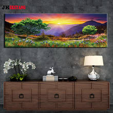 Imágenes artísticas de pared grandes 5D Diy, pintura de diamantes, paisaje del amanecer, mosaico de diamantes de imitación, bordado de punto de cruz Y4015 2024 - compra barato