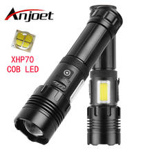 Anjoet-linterna LED con Zoom XHP70 + COB, recargable por USB, resistente al agua, batería 26650/18650, luz para exteriores, campamento 2024 - compra barato