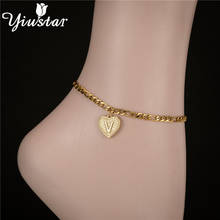 Korean Heart Intail Leg Bracelets For Women Foot Jewelry Gold Stainless Steel eet Chain Friendship Gifts Alphabet Letter Anklet 2024 - buy cheap