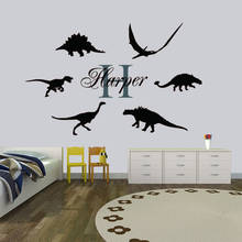 Calcomanía con nombre de dinosaurio para decoración de pared, pegatinas con monograma de dinosaurio para dormitorio de bebé y niño, HY878 2024 - compra barato