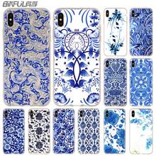 Silicone Soft Shell Case For Apple iPhone 13 12 11 Pro X XS Max XR 6 6S 7 8 Plus Mini SE 2020 Blue and white porcelain Case 2024 - buy cheap