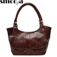 Smooza bolsas femininas vintage, sacola de ombro de couro de alta capacidade, bolsa de mão de luxo para mulheres 2024 - compre barato