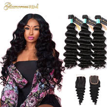 Malaysia Loose Deep Wave Bundles With Closure 100% Human Hair Bundles With Lace Closure Weave Extensions Remy Hair Middle Ratio 2024 - buy cheap