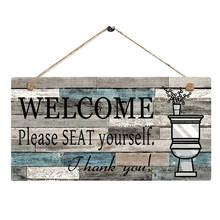 Vintage Wooden Open Closed Welcome Please Seat Yourself Printed Plaque Sign Wall Hanging Welcome Sign Bathroom Door Wall Decor 2024 - buy cheap