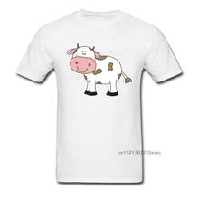 Cow With Brown Spots Print White Tops & Tees Hot Sale Cartoon Design Men's Funny T-shirt Cute Clothing Plus Size 2024 - buy cheap