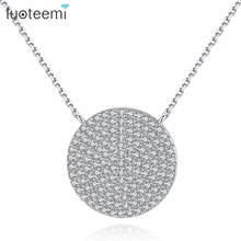 LUOTEEMI Trendy Top Quality Clear CZ Crystal Necklace For Women White Gold Color Round Pendant Necklaces Minimalism Jewelry Gift 2024 - buy cheap