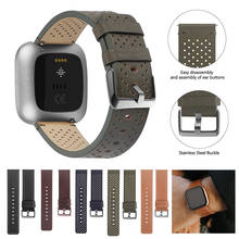 Correa de cuero para reloj inteligente Fitbit Versa 2, pulsera de reloj inteligente, zegarka 2024 - compra barato