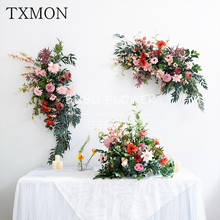 Cores do outono arranjo de casamento floral decoração de casamento linha chão mesa flores área de boas-vindas cena simulação flores 2024 - compre barato