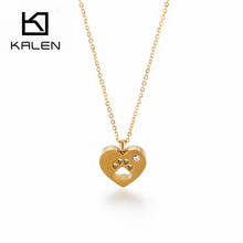Kalen Fashion Romantic Heart Cute Cartoon Footprint Pendant Necklaces For Women Stainless Steel Chain Choker Women Jewelry 2024 - buy cheap