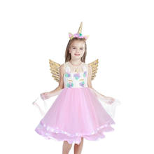 Vestido unicórnio para meninas, fantasia de princesa, para crianças, carnaval, natal, vestidos para meninas, aniversário, festa 2024 - compre barato