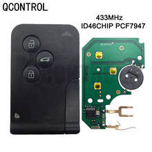 QCONTROL-llave inteligente con 3 botones para coche, mando a distancia para Renault Megane Scenic, 433Mhz, con Chip 7947 2024 - compra barato